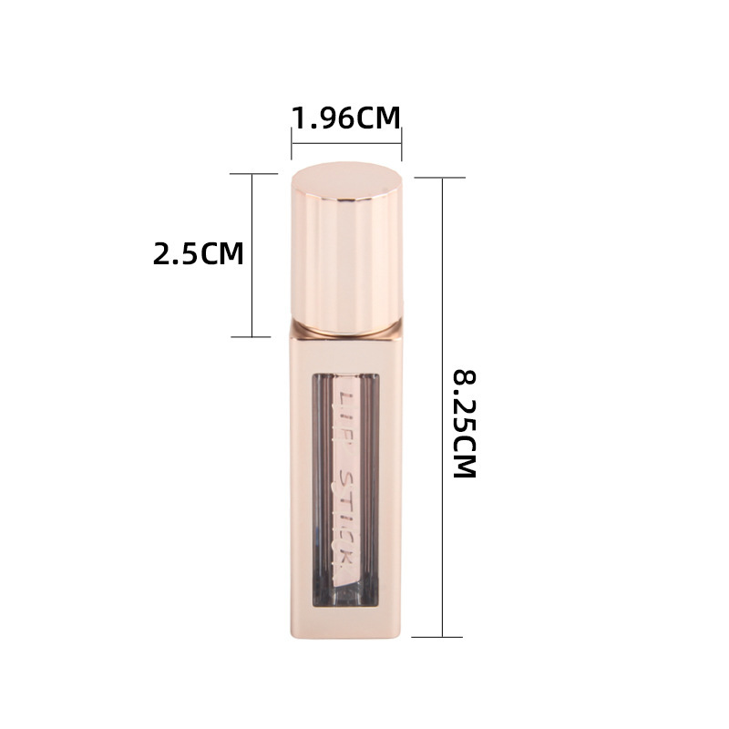 简约款玫瑰金方圆管口红空管 口红唇膏灌装斜口空管