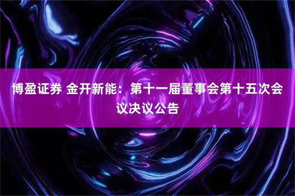 博盈证券 金开新能：第十一届董事会第十五次会议决议公告